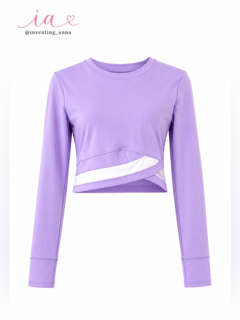 Move Theology Lilac Asymmetrical Long Sleeve Crop Workout Top